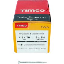 4.5mm x 70mm Solo Woodscrew PZ2 CSK - BZP (Box of 200) 45070SOLOZ Timco