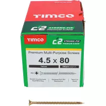 4.5mm x 80mm C2 Screw PZ2 CSK - ZYP (Box of 200) 45080C2 Timco