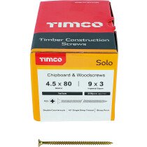 4.5mm x 80mm Solo Woodscrew PZ2 CSK - ZYP (Box of 200) 45080SOLOC Timco