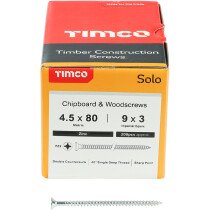 4.5mm x 80mm Solo Woodscrew PZ2 CSK - BZP (Box of 200) 45080SOLOZ Timco