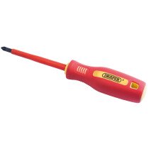 Draper 46537 952PZB No.2 x 100mm VDE Fully Insulated Soft Grip PZ Type Screwdriver. (Sold Loose)