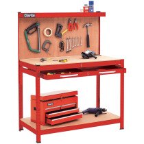 Clarke 7637706 CWB-R1B Workbench with Pegboard Back Panel & Large Drawer