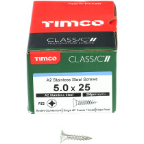 5.0mm x 25mm Classic Screw PZ2 CSK - A2 S/S (Box of 200) 50025CLASS Timco