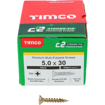 5.0mm x 30mm C2 Screw PZ2 CSK - ZYP (Box of 200) 50030C2 Timco