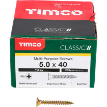 5.0mm x 40mm Classic Screw PZ2 CSK - ZYP (Box of 200) 50040CLAF Timco