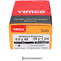 5.0mm x 45mm Solo Woodscrew PZ2 CSK - BZP (Box of 200) 50045SOLOZ Timco