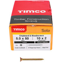 5.0mm x 50mm Solo Woodscrew PZ2 CSK - ZYP (Box of 200) 50050SOLOC Timco