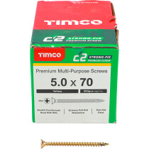 5.0mm x 70mm C2 Screw PZ2 CSK - ZYP (Box of 200) 50070C2 Timco