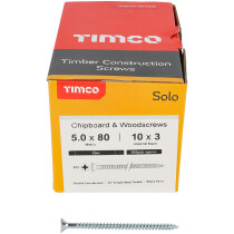 5.0mm x 80mm Solo Woodscrew PZ2 CSK - BZP (Box of 200) 50080SOLOZ Timco