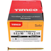 5.0mm x 90mm Solo Woodscrew PZ2 CSK - ZYP (Box of 100) 50090SOLOC Timco