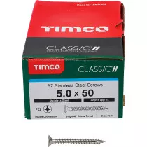 5.0mm x 50mm Classic Screw PZ2 CSK - A2 S/S (Box of 200) 50050CLASS Timco