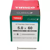 5.0mm x 60mm Classic Screw PZ2 CSK - A2 S/S (Box of 200) 50060CLASS Timco