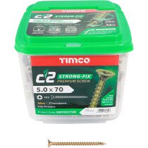 5.0mm x 70mm C2 Screw PZ2 CSK - ZYP (TUB) (Tub of 375) 50070C2TUB Timco