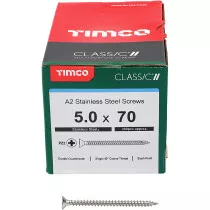 5.0mm x 70mm Classic Screw PZ2 CSK - A2 S/S (Box of 200) 50070CLASS Timco