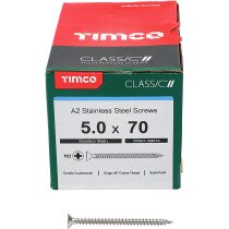 5.0mm x 70mm Classic Screw PZ2 CSK - A2 S/S (Box of 200) 50070CLASS Timco