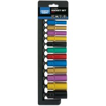 Draper 50197 D9MD/6PT/C/E 3/8" Sq. Dr. Metric Set of Coloured Deep Sockets (12 Piece)