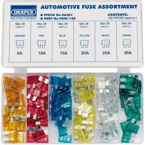 Draper 56381 FUSE/120 120 Piece Standard Automotive Plug-In Fuse Assortment