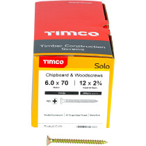 6.0mm x 70mm Solo Woodscrew PZ3 CSK - ZYP (Box of 200) 60070SOLOC Timco