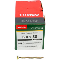6.0mm x 80mm Classic Screw PZ3 CSK - ZYP (Box of 200) 60080CLAF Timco