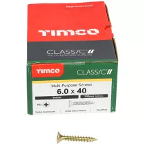 6.0mm x 40mm Classic Screw PZ3 CSK - ZYP (Box of 200) 60040CLAF Timco