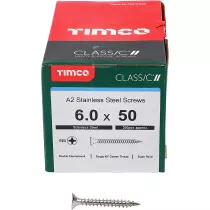 6.0mm x 50mm Classic Screw PZ3 CSK - A2 S/S (Box of 200) 60050CLASS Timco
