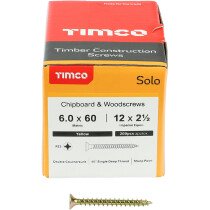 6.0mm x 60mm Solo Woodscrew PZ3 CSK - ZYP (Box of 200) 60060SOLOC Timco