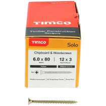 6.0mm x 80mm Solo Woodscrew PZ3 CSK - ZYP (Box of 200) 60080SOLOC Timco