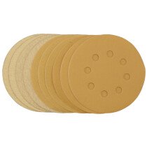 Draper 60161 SDHALG125 Gold Sanding Discs With Hook & Loop, 125mm, Assorted Grit   120 G, 180 G, 240 G, 320 G, 400 G (Pack Of 10)