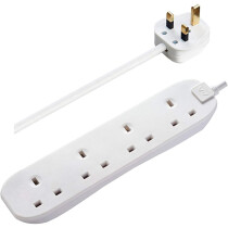 Masterplug BFG3N Four Socket Extension Lead, 3 Metre, White 