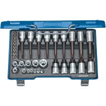 Gedore 6129440 Screwdriver Bit Socket Set 1/2" + 1/4" Drive 19 TX 20