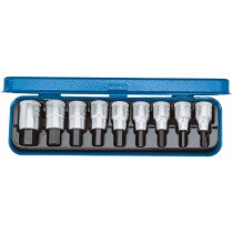 Gedore 6156250 Hexagonal Screwdriver Bit Socket Set 9 Piece Metric 1/2" Drive IN 19 PM