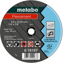 Metabo 616163000 Flexiamant 180x3.0x22.2 stainless steel Diameter x thickness x bore mm: ...