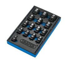Draper 63415 IT-EVA18 1/2" Sq. Dr. Impact Socket Set in 1/4 Drawer EVA Insert Tray (15 Piece)