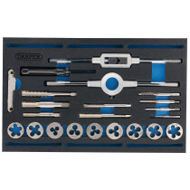Draper 63520 IT-EVA37 Combination Tap and Die Set   Metric and BSP in EVA Foam Insert Tray (22 Piece)