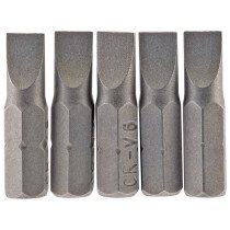 Draper 64011 25PS/5/B 6mm 1/4" Hex. Plain Slot Insert Bit 25mm Long x 5