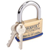Draper 64163 8302/60 60mm Solid Brass Padlock with 2 Keys and Bumper