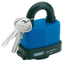 Draper 64178 8307/54 54mm Weatherproof Laminated Steel Padlock and 2 Keys with Hardened Shackle