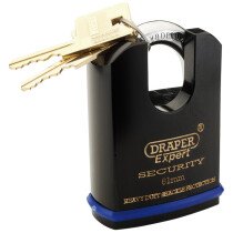 Draper 64198 8312/61 Expert 61mm Heavy Duty Padlock and 2 Keys with Shrouded Shackle