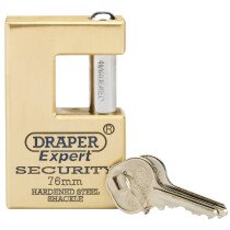 Draper 64202 8313/76 Expert 76mm Quality Close Shackle Solid Brass Padlock and 2 Keys