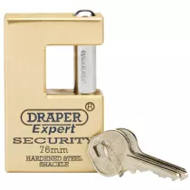 Draper 64202 8313/76 Expert 76mm Quality Close Shackle Solid Brass Padlock and 2 Keys