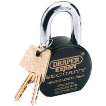 Draper 64206 8315/6325L Expert 63mm Heavy Duty Stainless Steel Padlock and 2 Keys