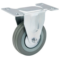 Draper 65477 60275F 75mm Dia. Fixed Plate Fixing Rubber Castor   S.W.L 70kg