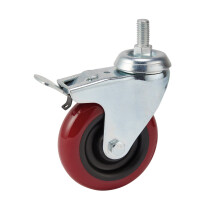 Draper 65521 605100BB 100mm Dia. Swivel Bolt Fixing Polyurethane Wheel with Brake   S.W.L 125kg