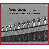 Teng Tools 6510RMM 10 Piece Metric Ratchet Combination Spanner Set