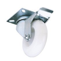 Draper 65499 60475PB 75mm Dia. Swivel Plate Fixing Nylon Wheel with Brake   S.W.L 70kg