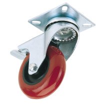 Draper 65514 60575PB 75mm Dia. Swivel Plate Fixing Polyurethane Wheel with Brake   S.W.L 70kg
