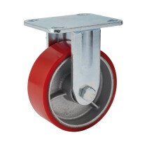 Draper 65528 606125F 125mm Dia. Fixed Plate Fixing Heavy Duty Polyurethane Wheel   S.W.L 300kg