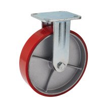 Draper 65534 606200F 200mm Dia. Fixed Plate Fixing Heavy Duty Polyurethane Wheel   S.W.L 500kg