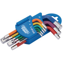 Draper 66126 TKW9M/C Metric Coloured Short Arm Hexagon and Ball End Key Set (9 Piece)