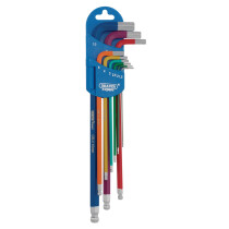 Draper 66134 TBPL9M/C Metric Coloured Extra Long Hexagon and Ball End Key Set (9 Piece)
